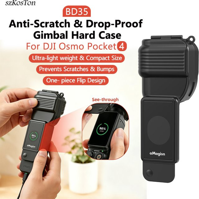 SZKOSTON Schutzhülle für DJI Osmo Pocket 4, einteiliges Flip-Design, kratzfeste PC-Schutzhülle für Handheld-Gimbal-Kamera, Schwarz - Bild 1