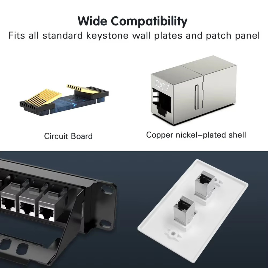 ZoeRax Cat7 Keystone Jack Inline-Koppler für Ethernet LAN Kabelverlängerung, abgeschirmter RJ45 8P8C Stecker für 10 Gbit/s Datenübertragung - Bild 6