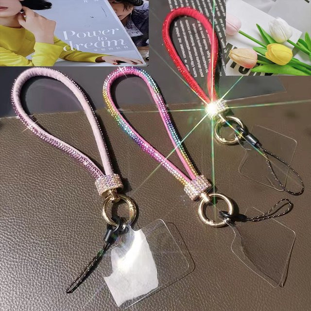ZHANZHI Flash Diamond Handy Universal Lanyard Handschlaufe in Bunt und Pink - Bild 1