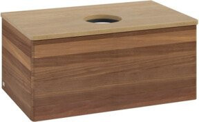 V&B Waschtischunterschrank Antao ohne Frontstruktur mit Beleuchtung, Farbe Walnut, B/T/H: 80 x 50 x 36 cm - Bild 1