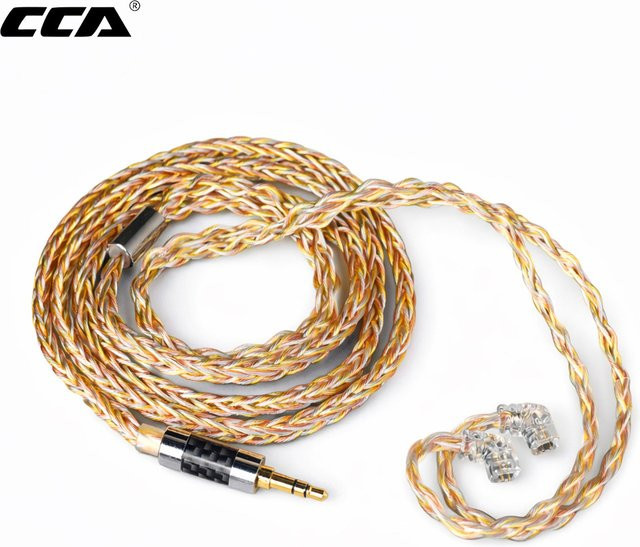 CCA Hybrid-Upgrade-Kabel für C12 mit 8 Adern und 3,5 mm Klinkenstecker, 784 Kerne in Gold, Silber und Kupfer, C-Pin Anschluss - Bild 1