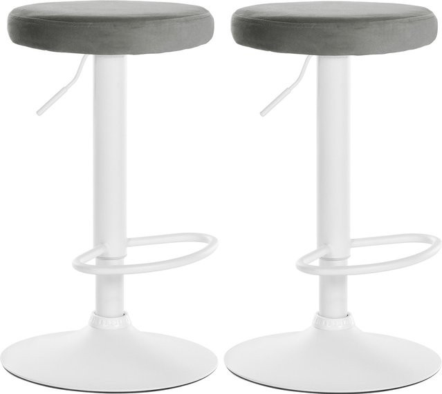 CLP 2er Set Barhocker Ponte in Grau mit Samtbezug und Metallgestell, drehbar und höhenverstellbar - Bild 1