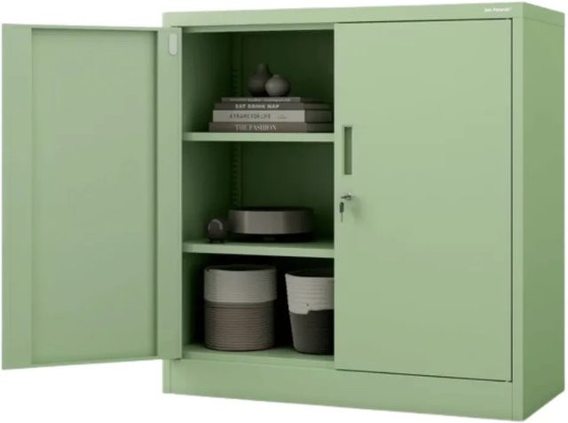 JAN NOWAK Aktenschrank BEATA mit Flügeltüren und Schloss in Pastellgrün, H: 93 cm, B: 90 cm, T: 40 cm - Bild 1