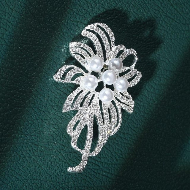 XYNN Brosche Blume, Silber, Perle, Zirkonia, Damen - Bild 1