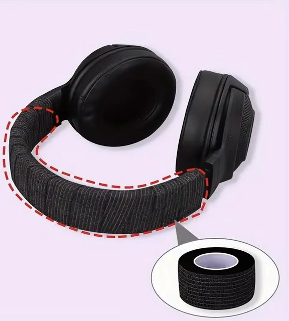 3er-Pack Abreißbare Kopfhörer-Kopfbügel-Schutzstreifen in Schwarz für Over-Ear-Kopfhörer aus langlebigem Fasermaterial - Bild 1