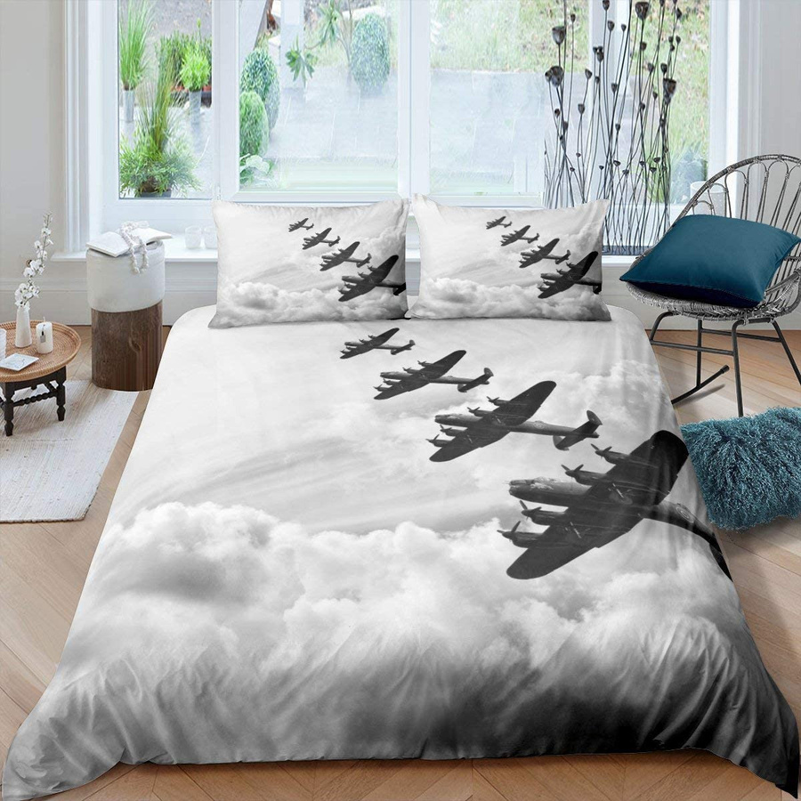 Flugzeug Bettwäsche Set mit Himmel und Wolken aus Polyester für Kinder und Erwachsene, 3-teiliges Bettbezug Set inklusive Kissenbezug, B/H: 135 x 200 cm - Bild 2