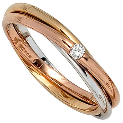 Colfem Ring 585 Gold tricolor, Diamant Brillant, Damen, Ringgröße 58 - Bild 1