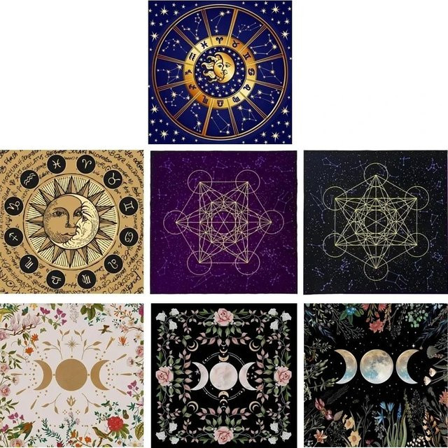 VIKAMA Altar-Tarot-Tuch in Multicolour, Boho Wandteppich und Kartenlese-Tischdecke aus Textil - Bild 1