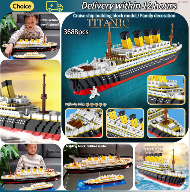 YUNBEIDI Titanic Schiffs-Mikro-Baustein-Set, 3D-Bootsmodell, Lernspielzeug - Bild 1