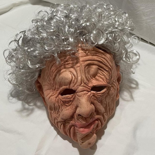 Realistische alte Mann Maske, weißhaarig, faltiger alter Mann Latexmaske, beige - Bild 1