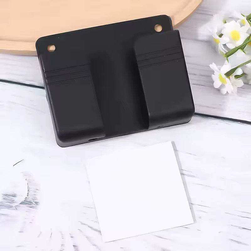 2 Stück wandmontierter Handyhalter-Organizer in Schwarz als Aufbewahrungsbox für Fernbedienung und Mobiltelefone mit Steckerständer - Bild 6