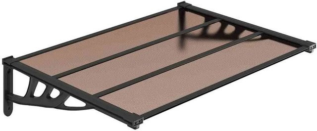 vidaXL Türvordach Schwarz aus Polycarbonat und Aluminium, B/T/H: 122 x 90 x 27,5 cm - Bild 1