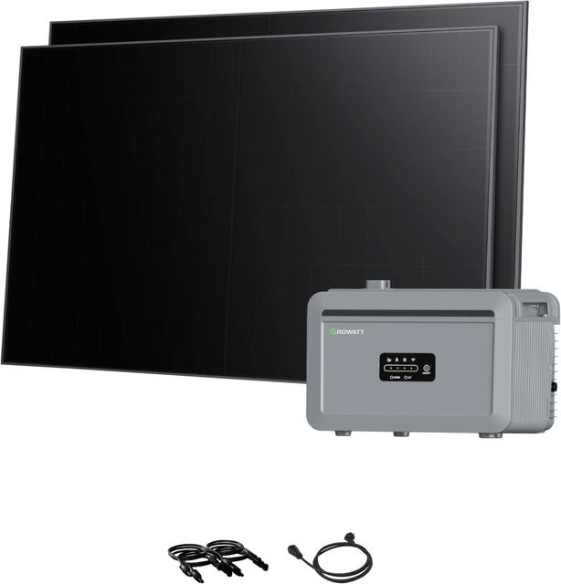 Growatt Balkonkraftwerk Set NEXA 2000 mit 2048 Wh Speicher und 960W BC-Modulen in Full-Black mit Wi-Fi und Bluetooth - Bild 1