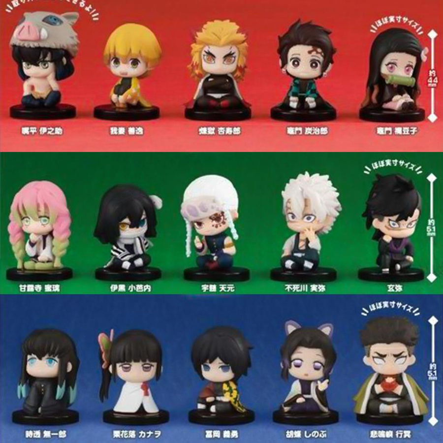 Yiran toy 1 Kimetsu No Yaiba Q-Version Sitzende Tanjiro Nidouzi Inosuke Zenizu PVC Figur Modellpuppe ab 3-6 Jahren - Bild 4