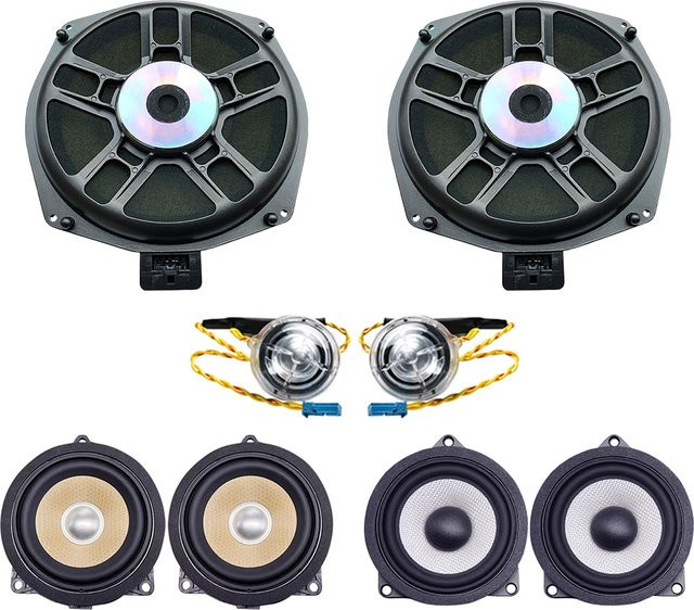 DWVVSL Lautsprecher-Set für BMW 3er Serie F30 F32 F10 G20 und X1 X2 F48 F34 in Schwarz mit Subwoofer, Mitteltönern und Hochtönern für optimierten Audio-Sound - Bild 1
