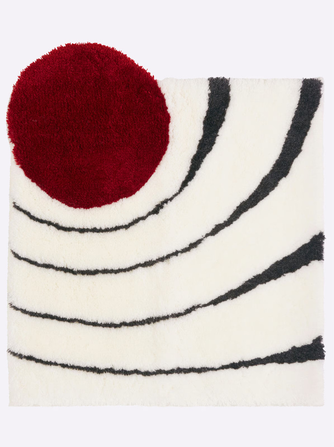 COLANI Badematte mit Grafikdesign in Weiss Rot und Multicolour, schnelltrocknend, rutschfest und fußbodenheizunggeeignet, 100% Polyacryl - Bild 2