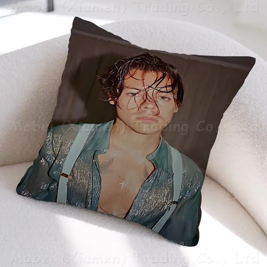 Personalisiertes Kissen mit Bild und Text von Sängerin H-Harrys S-Styles zur Heimdekoration, B/B: 45 x 45 cm - Bild 3