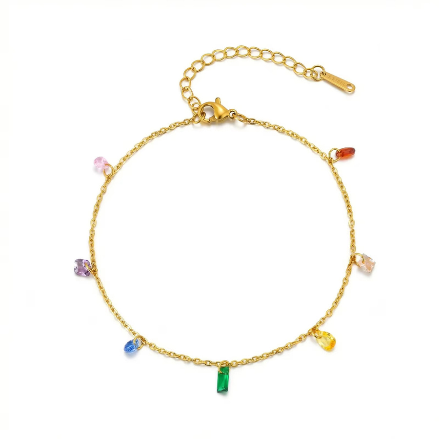Meaeguet Fußkettchen Edelstahl, Bunt, Zirkonia, Damen - Bild 4