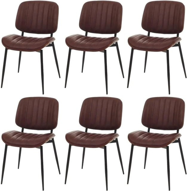6er-Set MCW Esszimmerstuhl O44 aus Bugholz und Kunstleder in Walnuss-Optik Vintage Braun - Bild 2