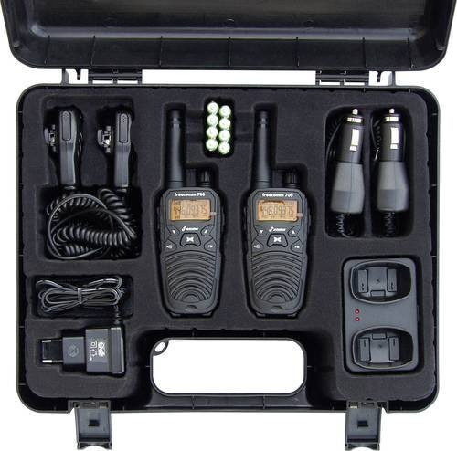 Stabo freecom 700 PMR-Handfunkgerät 2er Set in Schwarz mit 8 Kanälen und 10 km Reichweite - Bild 1