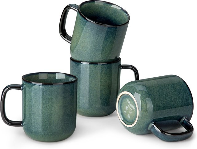 vancasso Steingut Kaffeetassen Sternenhimmel mit reflektierender Glasur in Grün und Blau, 4 oder 8 Stück - Bild 1