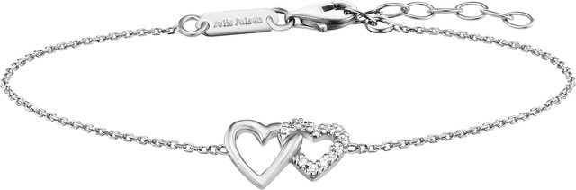 Julie Julsen Armband 925 Sterling Silber rhodiniert, 2 Herzen, Zirkonia, Unisex - Bild 1