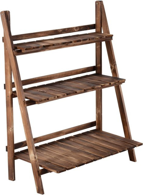 Outsunny Pflanzentreppe aus Tannenholz in Braun mit 3 Stufen, B/T/H: 80 x 37 x 93 cm - Bild 2
