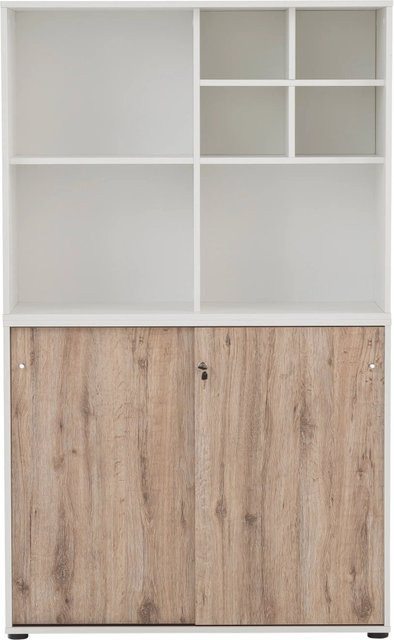 PROREGAL Pigeon Set Aktenregal und Regalkreuz von Möbelpartner in Weiß und Eiche, Breite: 100 cm - Bild 1