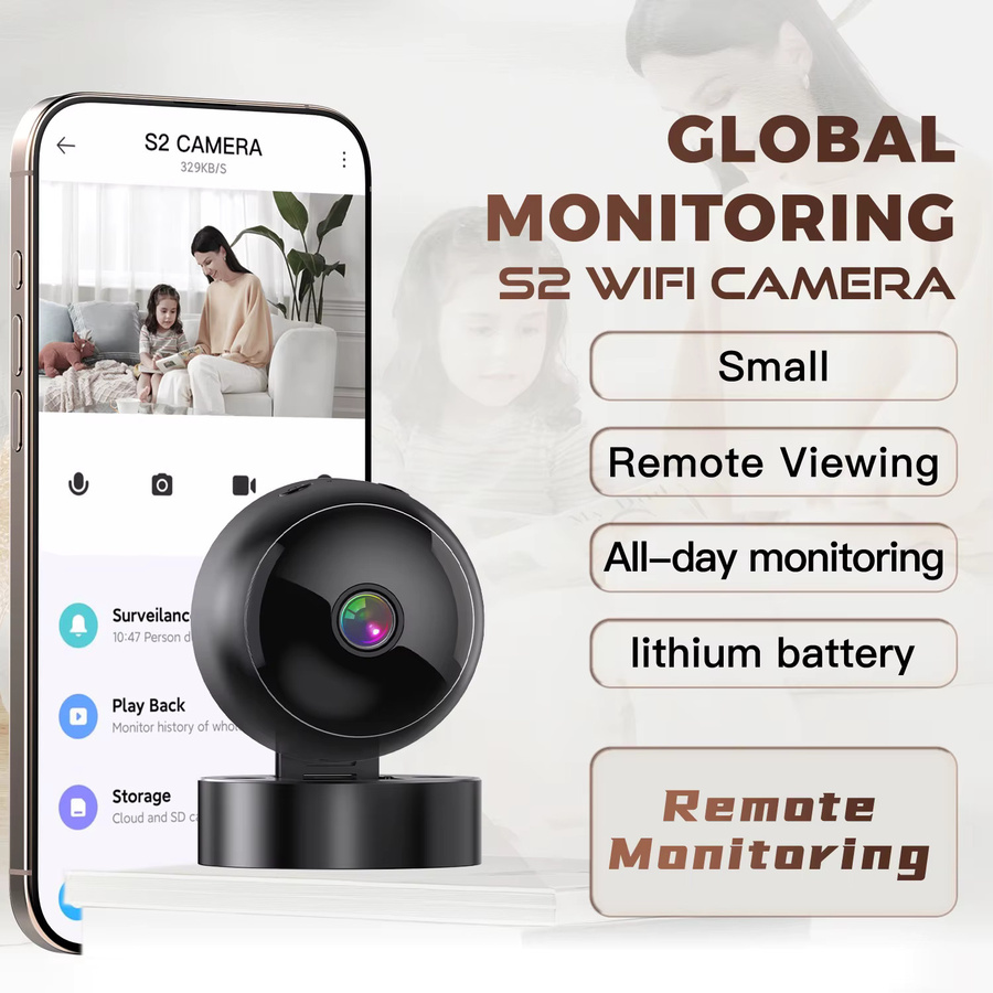 BESY Mini Action Kamera mit HD 1080P, 2,4G WiFi Drahtlose Fernüberwachung und Speicherkarte, Schwarz - Bild 2