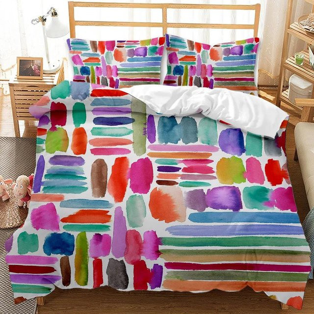 Bettbezug mit abstraktem Aquarell-Gemälde in Multicolour aus Polyester, B/H: 140 x 210 cm - Bild 1