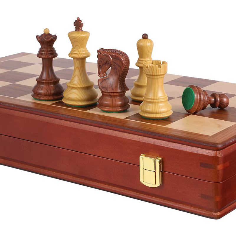 Yernea Schach, Massivholz-Schachbrett, Kunststoff-Schachfigurenset - Bild 2