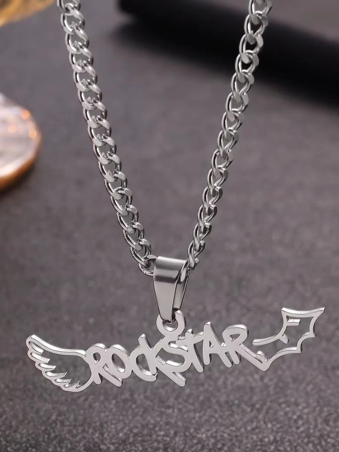 ETCAVCE Anhänger Fledermausflügel, Edelstahl, Silber, Unisex - Bild 3