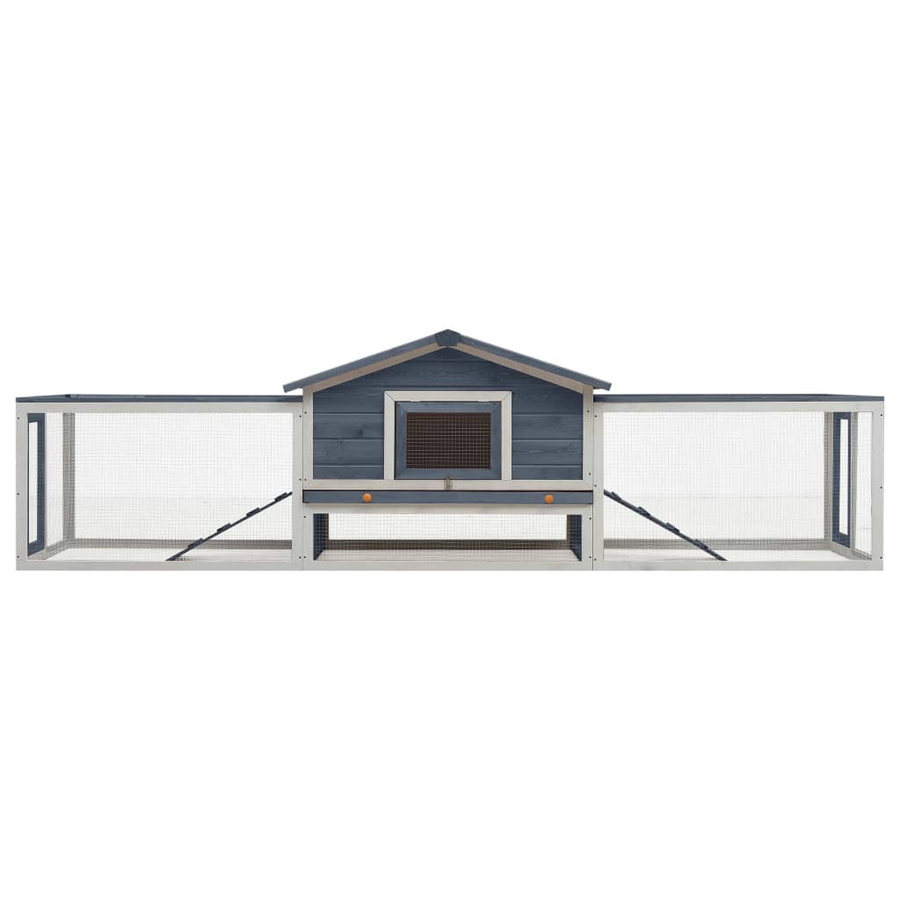 vidaXL Kaninchenstall aus Kiefern- und Tannenholz, Grau, B/T/H: 310 x 70 x 87 cm - Bild 2