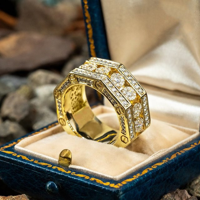 Huitan Ring, Octagon Design, CZ, Gold Farbe, Damen - Bild 1
