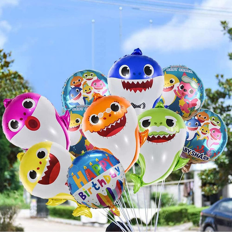 Baby Shark Party-Dekoration Set mit Helium-Babyhai-Luftballons und runden Luftballons in Mehrfarbig von happybuySE - Bild 2
