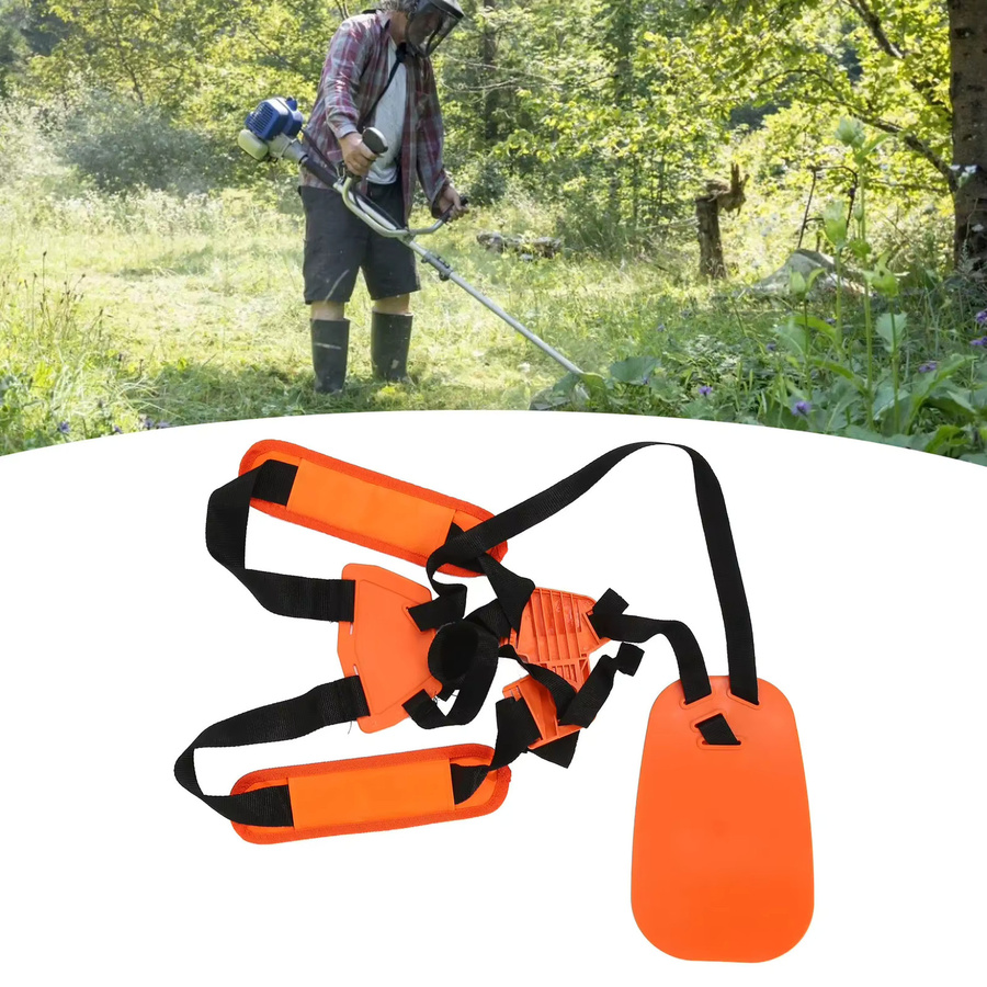 Doppelter Schultergurt für Freischneider und Rasenmäher aus Nylon in Orange - Bild 3