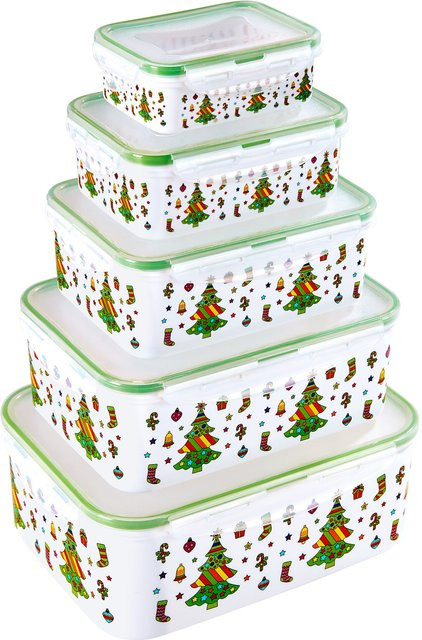 Genialo Klick-Dosen-Set Weihnachten, 10-teilig, weiß, aus Kunststoff, spülmaschinenfest - Bild 1
