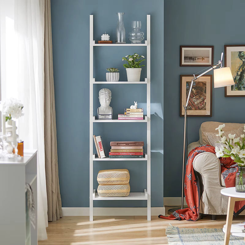 SoBuy FRG17 Leiterregal aus Holzwerkstoff, 5 Ebenen Bücherregal in Weiß, B/T/H: 56 x 32,5 x 189 cm - Bild 4