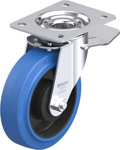 Blickle Lenkrolle LE-POEV 160KA-ST-SB mit Feststeller in Schwarz-Blau aus Stahl, Rad-Durchmesser: 160 mm, Tragfähigkeit: 300 kg - Bild 1