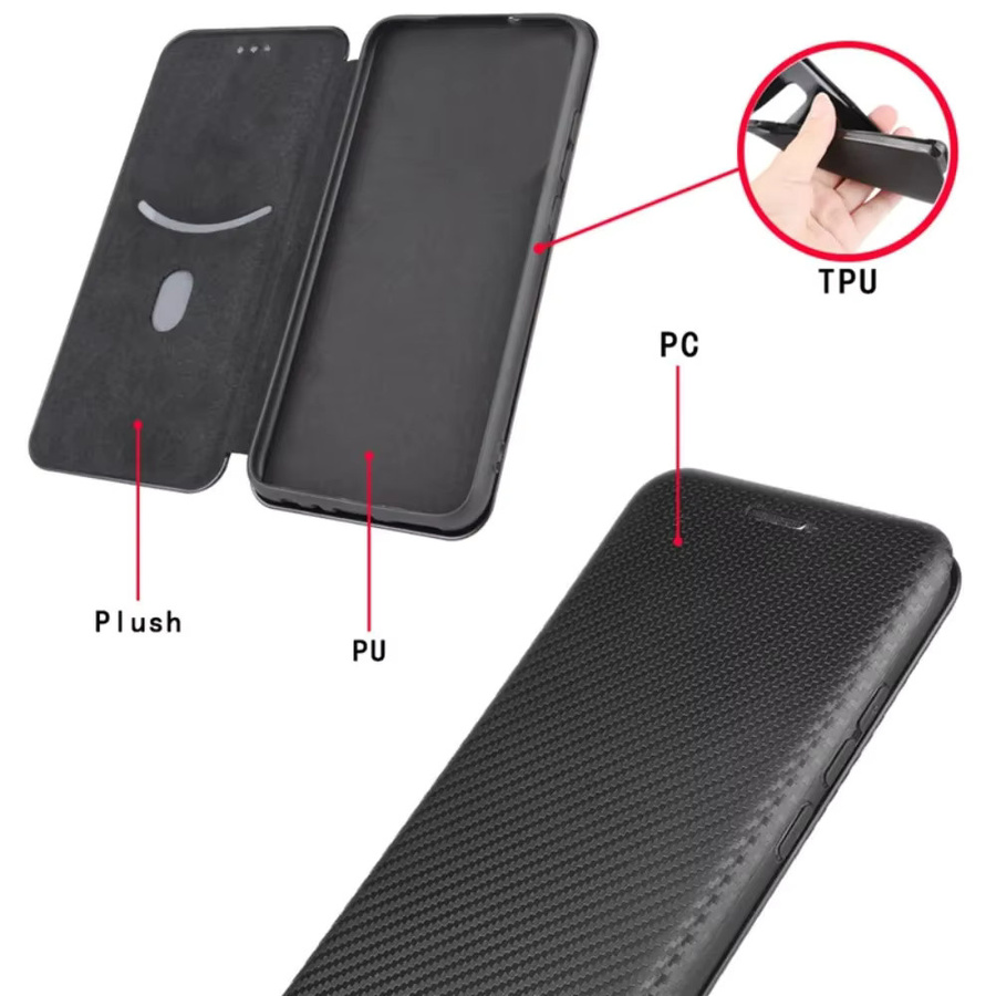 Magnetische Leder-Brieftaschenhülle mit Kohlefaser-Abdeckung für Motorola Edge 70 60 50 40 Ultra Pro Fusion Neo G67 G06 G86 G56 G15 G05 G75 G54 in Grün - Bild 3