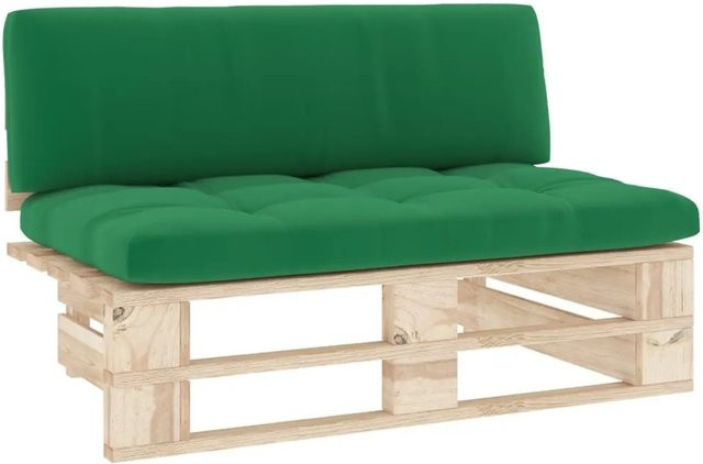 vidaXL Outdoor-Mittelsofa aus imprägniertem Kiefernholz mit Polsterkissen in Grün und Braun - Bild 1