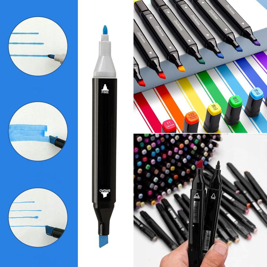 Alkoholmarker-Set mit 60 Farben und Doppelspitze aus Meißel- und Feinspitze für Manga-Illustrationen, Design und Zeichnen - Bild 4