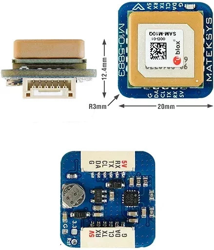 Matek M10Q-5883 GNSS GPS Modul mit magnetischem QMC5883L Kompass für RC Flugzeuge, FPV Drohnen und Long Range DIY Projekte, Blau, 20 x 20 mm - Bild 1