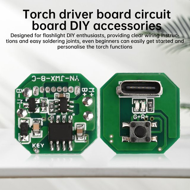 DIY Taschenlampe Treiberplatine mit USB-C und Micro-USB Schnittstelle zum Laden und Entladen, Grün - Bild 1