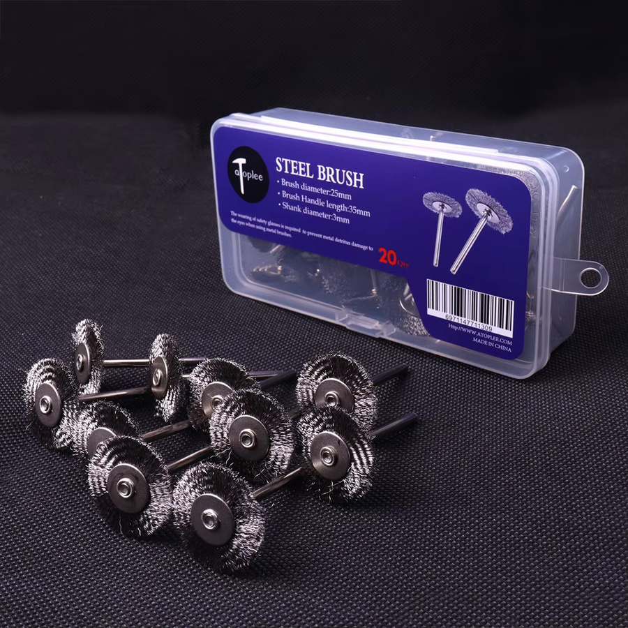 Dremel Stahldrahtbürsten Set aus Edelstahl in Silber, 20 Stück, Durchmesser: 25 mm, Zubehör für Schleifpolierwerkzeuge - Bild 3