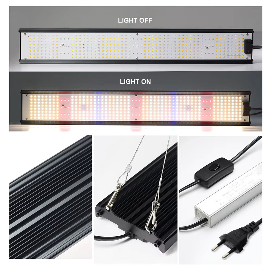 GRAXGROW 85W Langstreifen-LED-Pflanzenlampe mit Vollspektrum, Aluminium-Panel-Leuchte in Schwarz für Gewächshaus und Growzelt - Bild 3