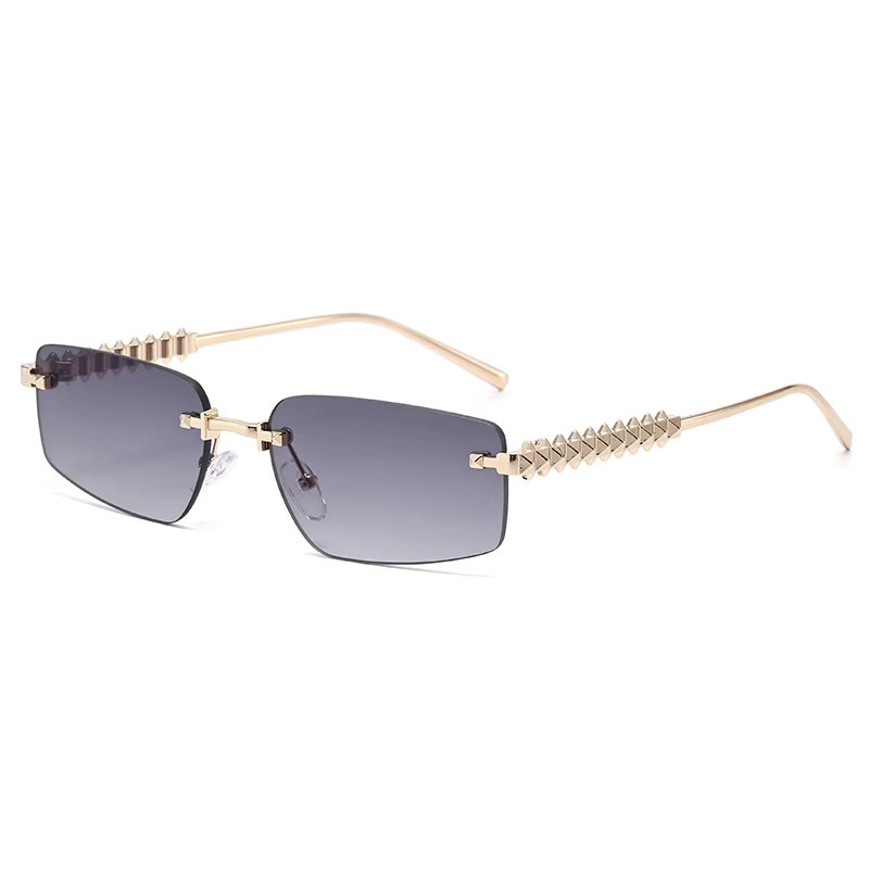 Julyrays Korrektionsbrille, randlos, quadratisch, Metall, blau, Damen - Bild 2