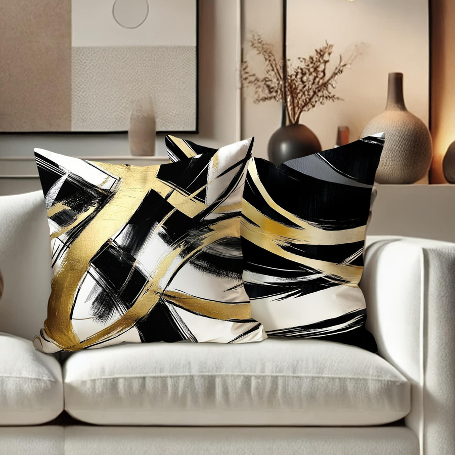 Tinika Chen Kissenbezug im geometrischen Tribal-Stil aus Polyester mit Reißverschluss, Schwarz und Braun, B/H: 18 x 18 cm - Bild 4