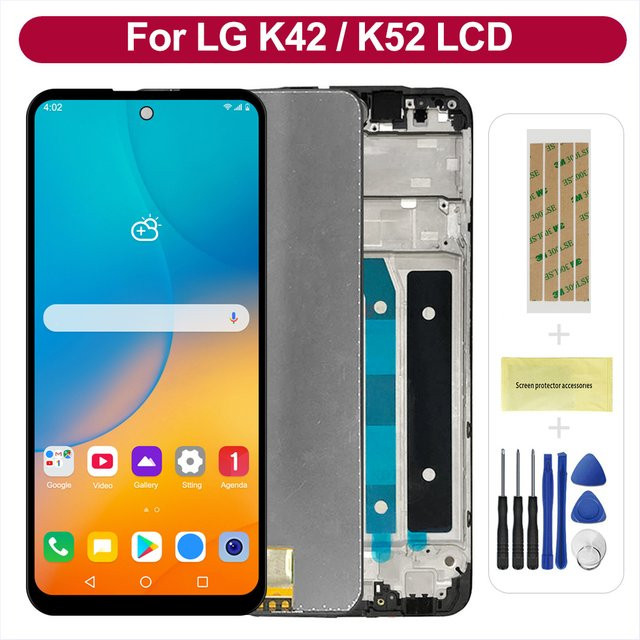 LG K42 LMK420 Ersatz LCD-Display mit 6,6 Zoll Touch-Digitizer und Rahmen in Schwarz sowie Kompatibilität für LG K52 LMK520 - Bild 1