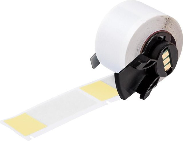 Brady M6-21-427-YL Selbstlaminierendes Vinyl-Kabelmarker Etiketten Gelb/Transparent, 25,40 x 19,05 mm, für Kabeldurchmesser 6,70 - 14,20 mm, 100 Stück - Bild 1